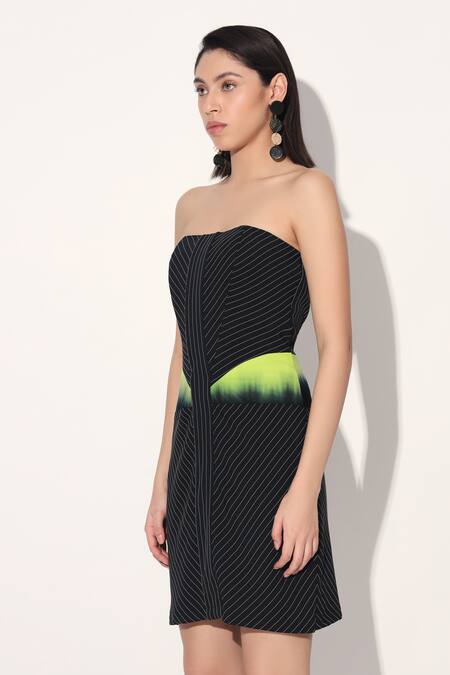 Shop Linetribe_ Black Crepe Off-shoulder Strapless Designer Dress Online at Aza Fashions Shop_Linetribe__Black Crepe Off-shoulder Strapless Designer Dress _Online_at_Aza_Fashions