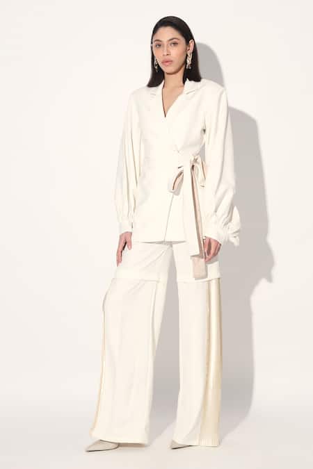 Linetribe_ White Crepe Imported Pant 