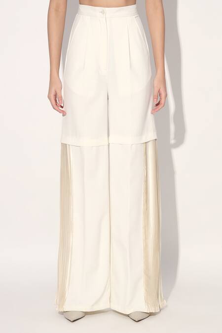 Linetribe_ White Crepe Imported Pant at Aza Fashions Linetribe__White Crepe Imported Pant _at_Aza_Fashions