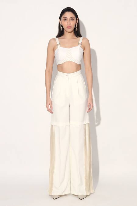 Buy Linetribe_ White Crepe Imported Pant Buy_Linetribe__White Crepe Imported Pant