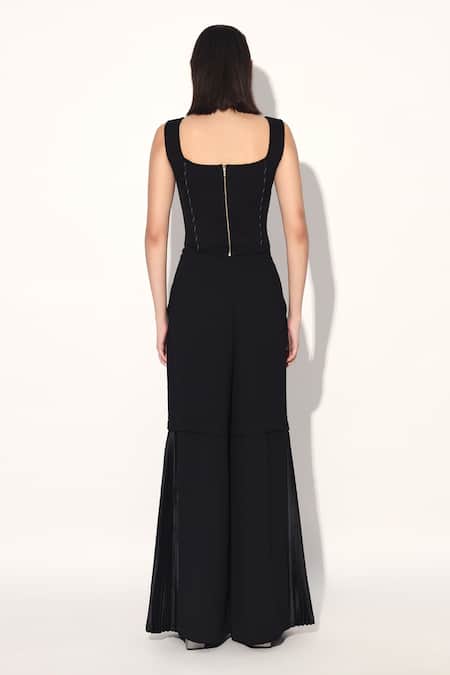 Shop Linetribe_ Black Crepe Square Neck Designer Corset at Aza Fashions Shop_Linetribe__Black Crepe Square Neck Designer Corset _at_Aza_Fashions