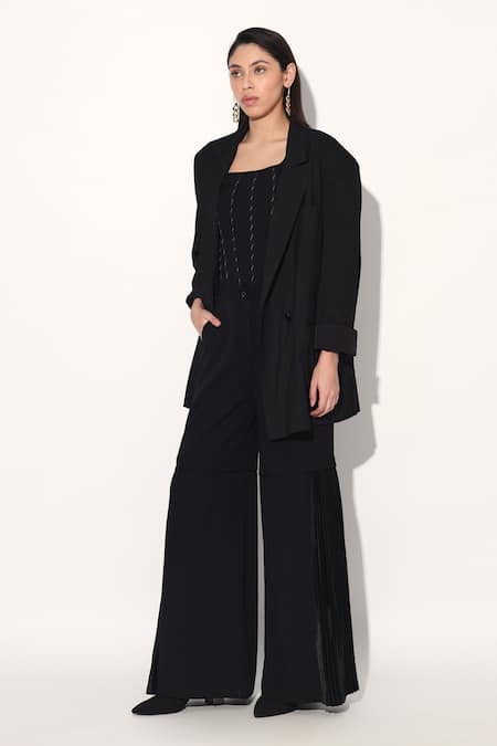 Linetribe_ Black Crepe Square Neck Designer Corset 