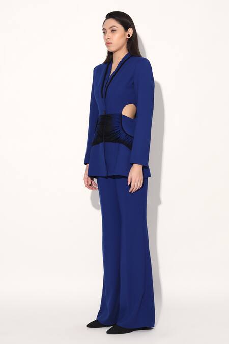 Buy Linetribe_ Blue Crepe Designer Blazer And Pant Set Online at Aza Fashions Buy_Linetribe__Blue Crepe Designer Blazer And Pant Set _Online_at_Aza_Fashions