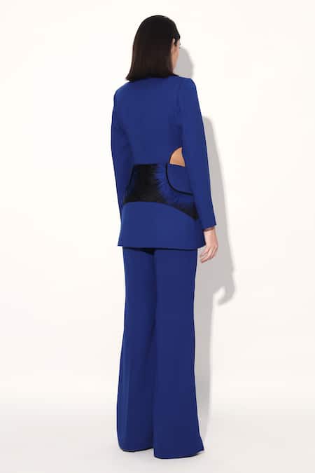 Linetribe_ Blue Crepe Designer Blazer And Pant Set at Aza Fashions Linetribe__Blue Crepe Designer Blazer And Pant Set _at_Aza_Fashions