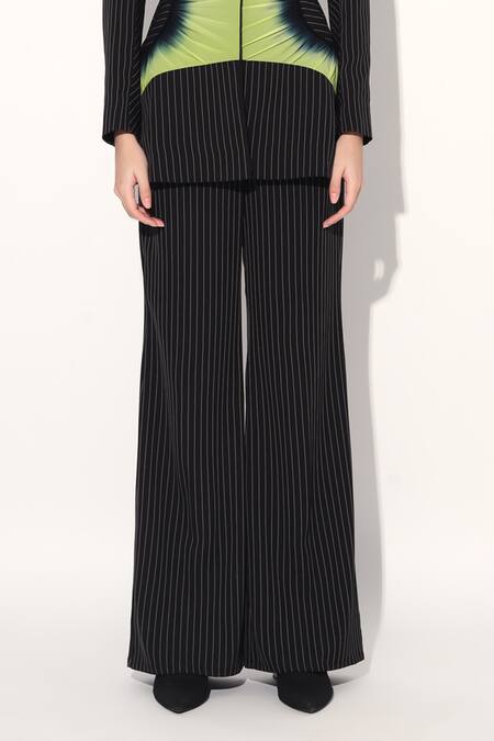 Linetribe_ Black Crepe Striped Designer Blazer And Pant Set at Aza Fashions Linetribe__Black Crepe Striped Designer Blazer And Pant Set _at_Aza_Fashions