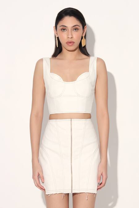 Shop Linetribe_ White Denim Scoop Neck Bralette Online at Aza Fashions Shop_Linetribe__White Denim Scoop Neck Bralette _Online_at_Aza_Fashions