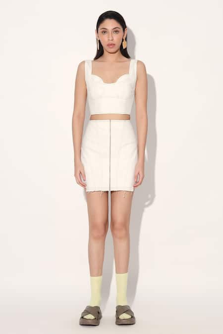 Linetribe_ White Denim Skirt Set 