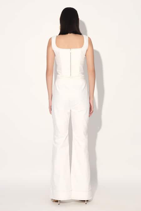 Linetribe_ White Denim Flared Pant 