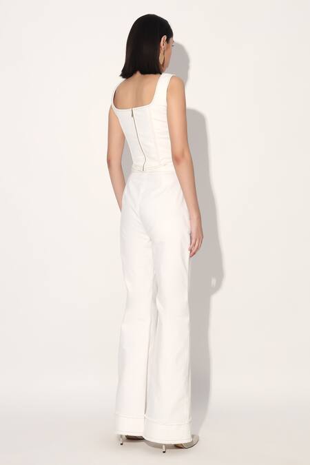 Shop_Linetribe__White Denim Flared Pant _Online_at_Aza_Fashions