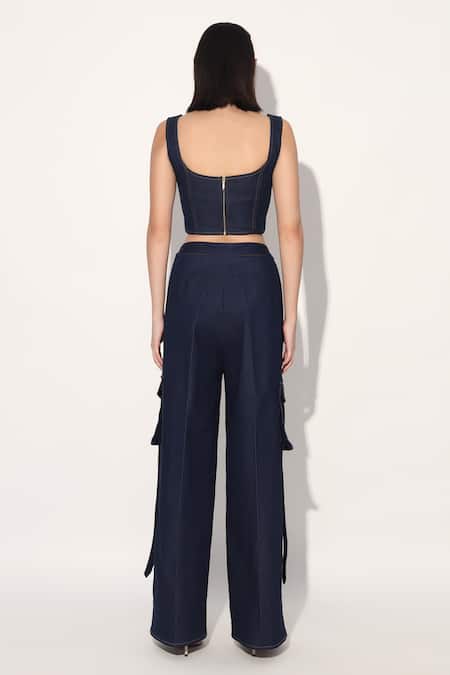 Linetribe_ Blue Denim Cargo Pant 