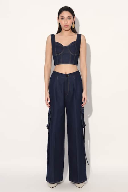 Linetribe_ Blue Denim Cargo Pant 
