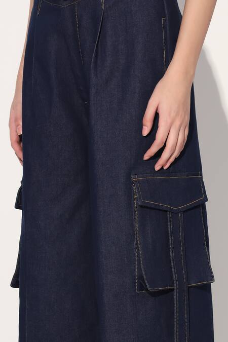 Buy Linetribe_ Blue Denim Cargo Pant Buy_Linetribe__Blue Denim Cargo Pant