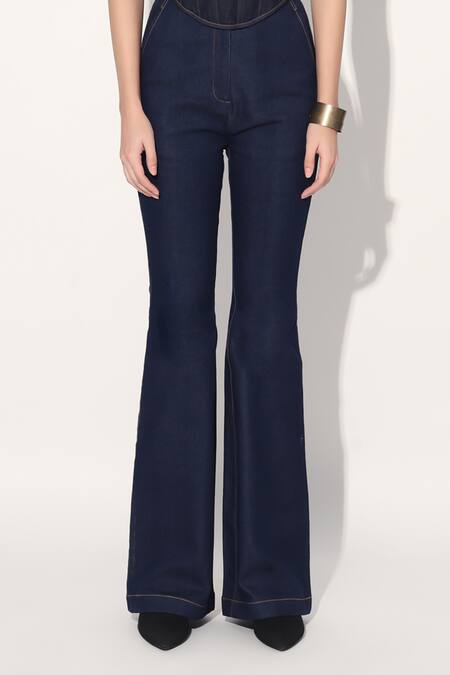 Shop Linetribe_ Blue Denim Square Neck Designer Corset Online at Aza Fashions Shop_Linetribe__Blue Denim Square Neck Designer Corset _Online_at_Aza_Fashions