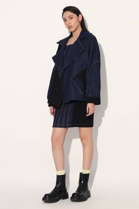 Linetribe_ Blue Denim Square Neck Dress 