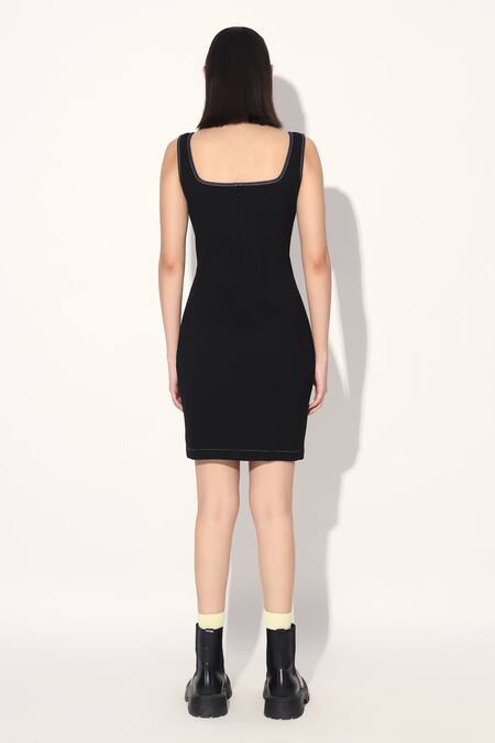 Linetribe_ Blue Denim Square Neck Dress Online at Aza Fashions Linetribe__Blue Denim Square Neck Dress _Online_at_Aza_Fashions