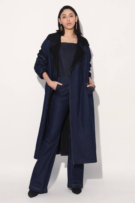Linetribe_ Blue Denim Designer Trench Coat Online at Aza Fashions Linetribe__Blue Denim Designer Trench Coat _Online_at_Aza_Fashions