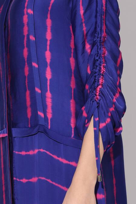 Linetribe_ Pink Viscose, Satin Collared Designer Purple Dress Online at Aza Fashions Linetribe__Pink Viscose, Satin Collared Designer Purple Dress _Online_at_Aza_Fashions