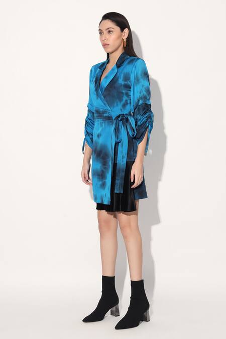 Shop Linetribe_ Blue Viscose Open Neck Satin Dress Online at Aza Fashions Shop_Linetribe__Blue Viscose Open Neck Satin Dress _Online_at_Aza_Fashions