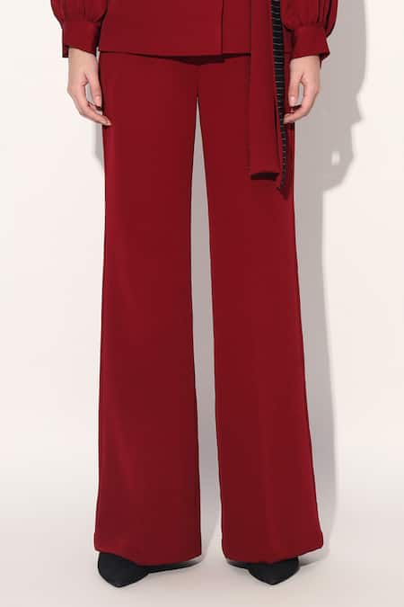 Linetribe Maroon Crepe Designer Blazer And Pant Set Online at Aza Fashions Linetribe_Maroon Crepe Designer Blazer And Pant Set _Online_at_Aza_Fashions