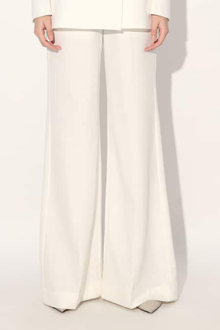 Buy_Linetribe_Ivory Crepe Imported Blazer And Pant Set _Online_at_Aza_Fashions