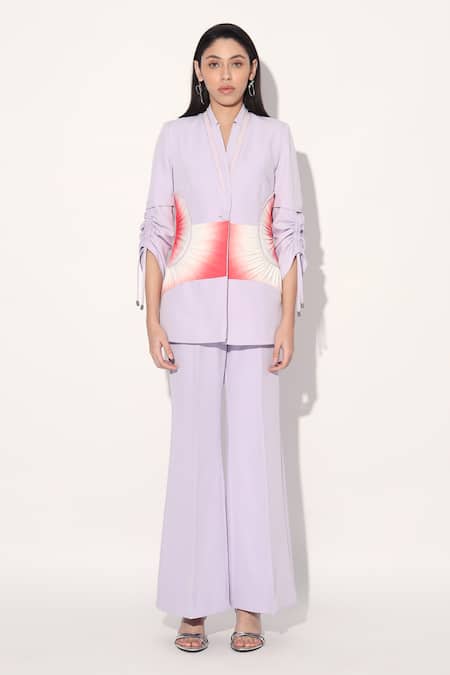 Linetribe Lavender Crepe Designer Blazer And Pant Set at Aza Fashions Linetribe_Lavender Crepe Designer Blazer And Pant Set _at_Aza_Fashions
