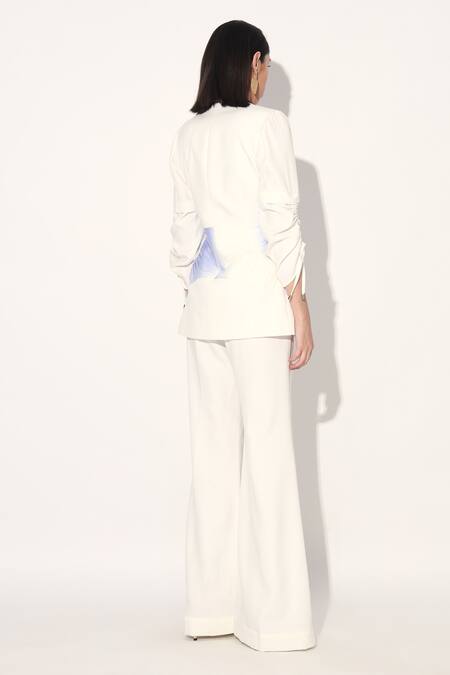 Linetribe__Ivory Crepe Designer Blazer And Pant Set _Online_at_Aza_Fashions
