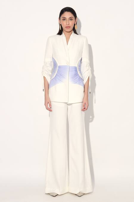 Buy_Linetribe__Ivory Crepe Designer Blazer And Pant Set 