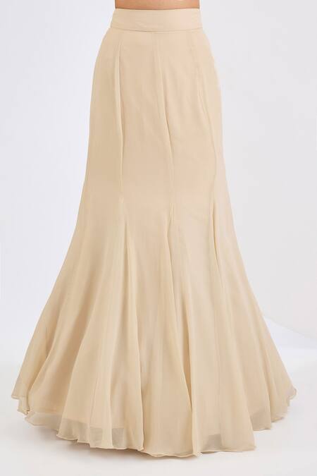 Neha Khullar_Off White Georgette, Crepe, Viscose Antique Cutdana Embroidered Lehenga Set _Online_at_Aza_Fashions