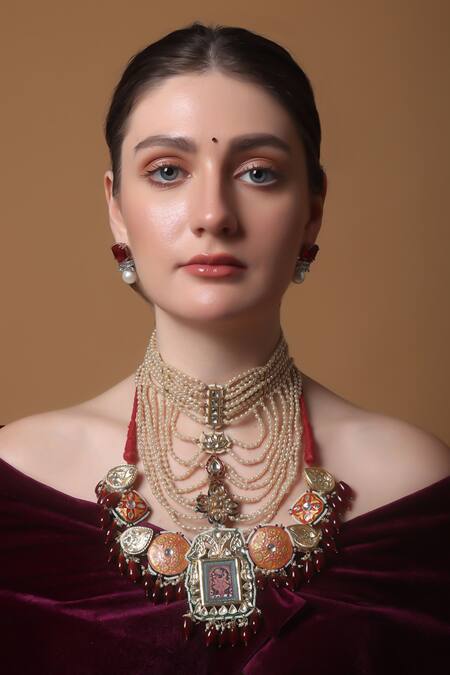 Dugran By Dugristyle_Multi Color Twilight Blush Haar Pendent Necklace _Online_at_Aza_Fashions