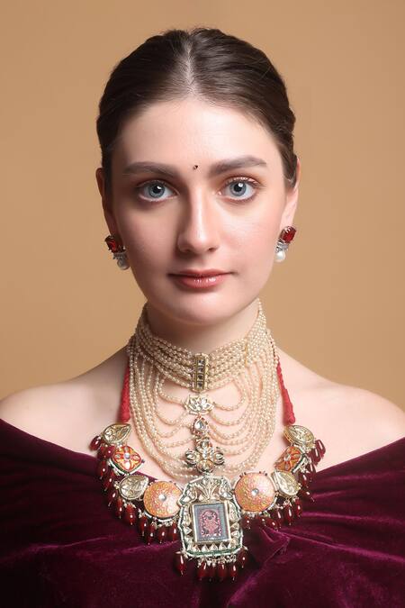 Buy_Dugran By Dugristyle_Multi Color Twilight Blush Haar Pendent Necklace _Online_at_Aza_Fashions