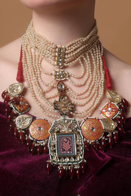 Dugran By Dugristyle_Multi Color Twilight Blush Haar Pendent Necklace _at_Aza_Fashions