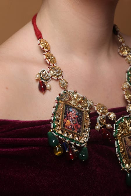 Dugran By Dugristyle_Multi Color Sunlit Majesty Haar Pendent Necklace_Online_at_Aza_Fashions