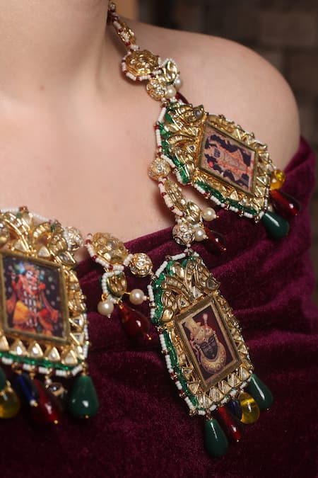 Buy_Dugran By Dugristyle_Multi Color Sunlit Majesty Haar Pendent Necklace_Online_at_Aza_Fashions