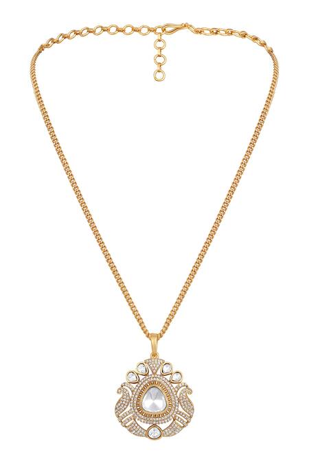 HRISHA Gold Plated Designer Necklace And Earring Set Online at Aza Fashions HRISHA_Gold Plated Designer Necklace And Earring Set _Online_at_Aza_Fashions