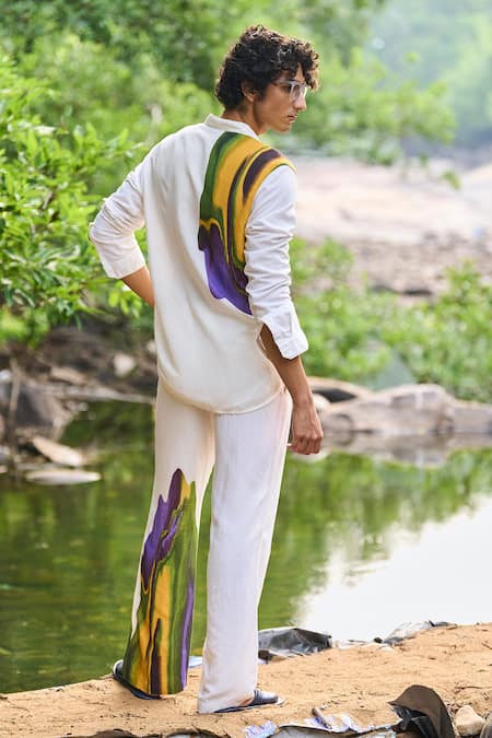 Dash And Dot Multi Printed Linen Shirt & Pant Set 