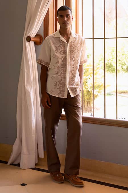 Asuka Desert Mosaic Linen Embroidered Shirt 