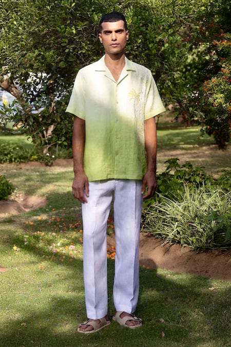 Asuka Ombre Palm Drift Linen Shirt 