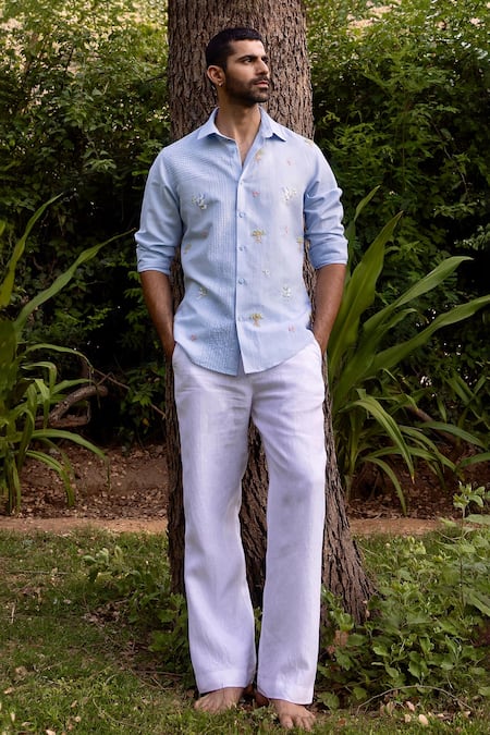 Asuka Whispering Trees Linen Embroidered Shirt 