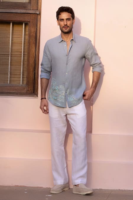 Asuka Tidal Drift Linen Embroidered Shirt 