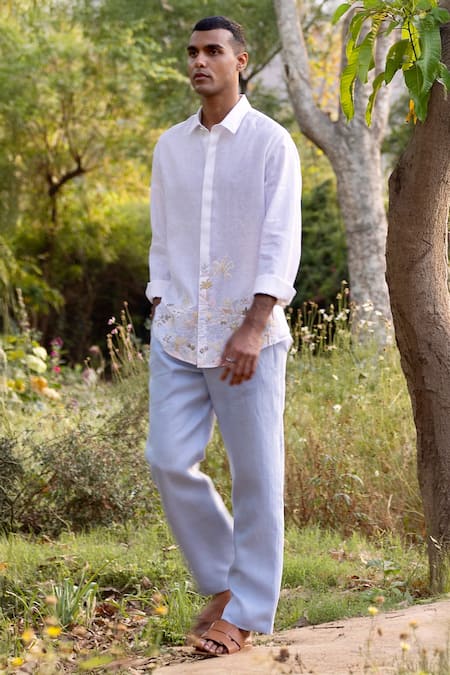 Asuka Oasis Hem Linen Embroidered Shirt 