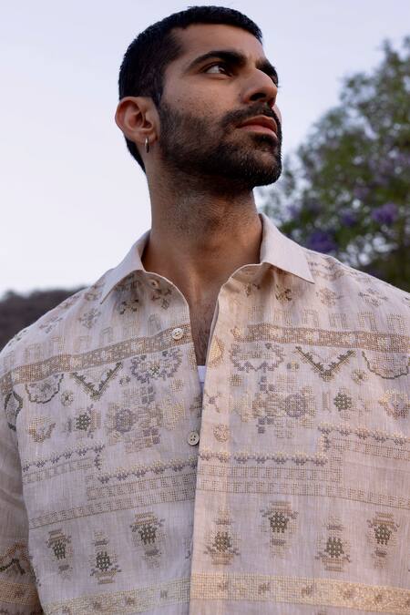 Buy_Asuka_Beige Chinon Embroidery Nomadic Tapestry Shirt 