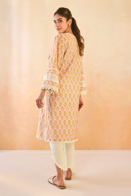 Nero India Pink Charm Cotton Kurta with Tulip Pants 