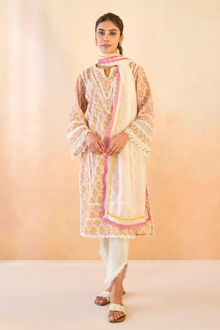 Nero India Pink Charm Cotton Kurta with Tulip Pants 