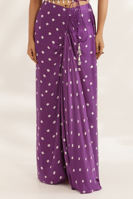 Buy Manisha Soni Couture Purple Satin, Silk Beads Off-shoulder Bandhani Hand Embroidered Set Online at Aza Fashions Buy_Manisha Soni Couture_Purple Satin, Silk Beads Off-shoulder Bandhani Hand Embroidered Set _Online_at_Aza_Fashions