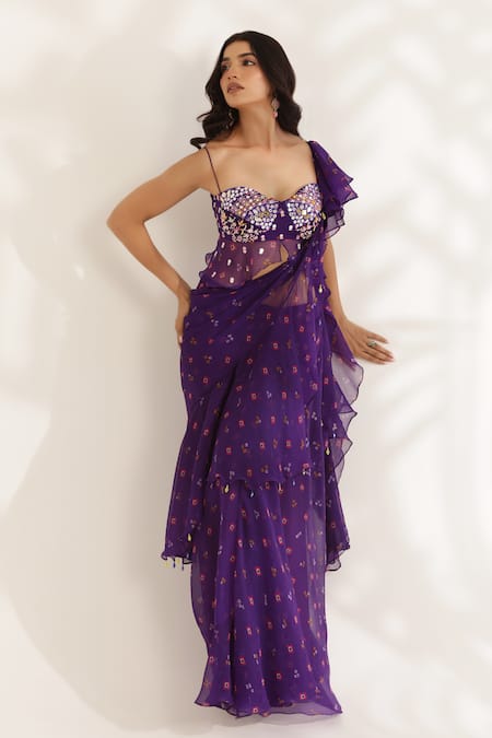 Manisha Soni Couture Designer Bandhani Chiffon Saree Set 