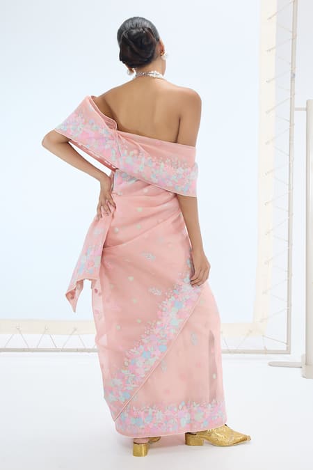 Ekaya Banaras The Lexi Saree in Peach 