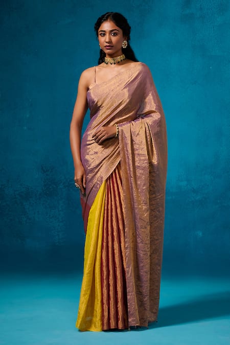 Dressfolk Handloom Tissue Designer Saree Set 