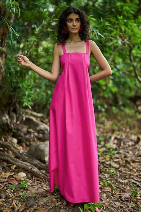 Dash And Dot Fuchsia Pink A-Line Midi Dress 