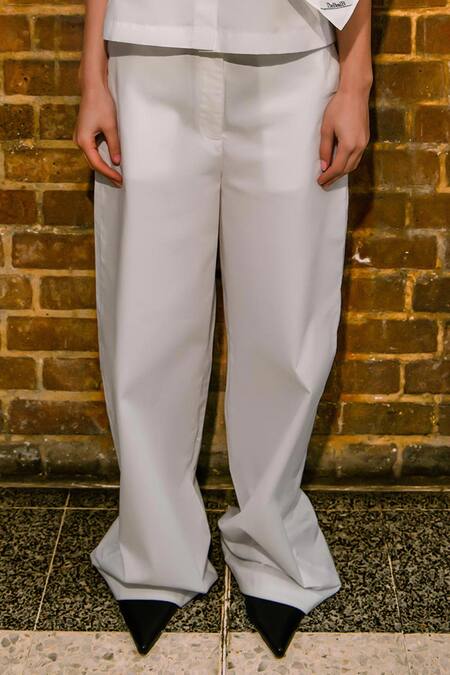 Therealb White Cotton High Neck Designer Top And Pant Set Online at Aza Fashions Therealb_White Cotton High Neck Designer Top And Pant Set _Online_at_Aza_Fashions