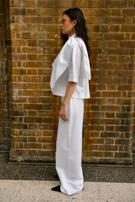 Buy Therealb White Cotton High Neck Designer Top And Pant Set Online at Aza Fashions Buy_Therealb_White Cotton High Neck Designer Top And Pant Set _Online_at_Aza_Fashions